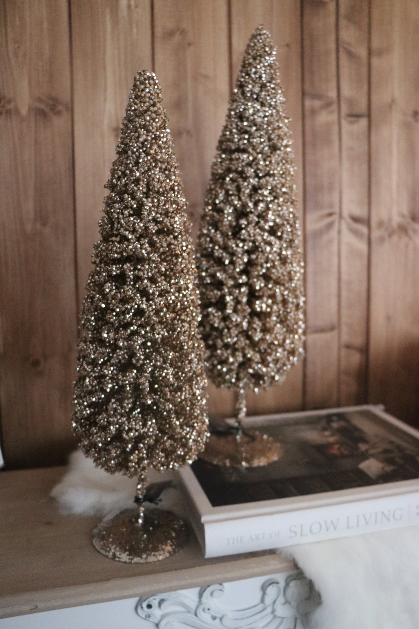 Sapins à paillettes sur pied