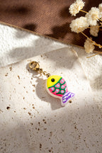 Lot 5 charms poisson colorés dorés émaillés été mignons
