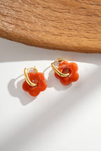 Boucles Acier inoxydable Fleurs Résine colorés: Blush