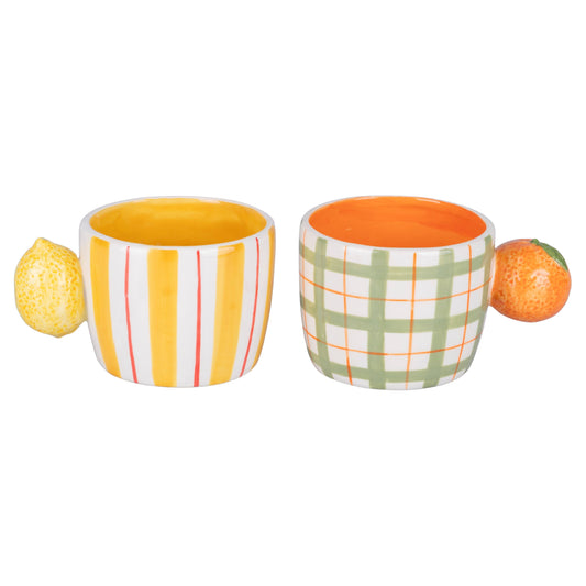 Lot de 2 mugs Fruit Life avec anse agrume