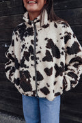 Veste Lily - blanc et marron - col haut