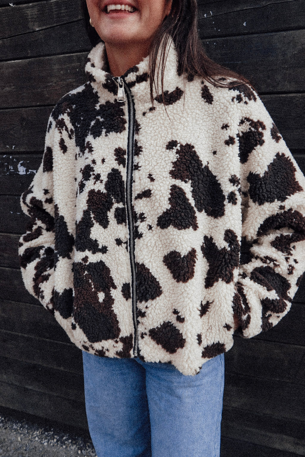 Veste Lily - blanc et marron - col haut