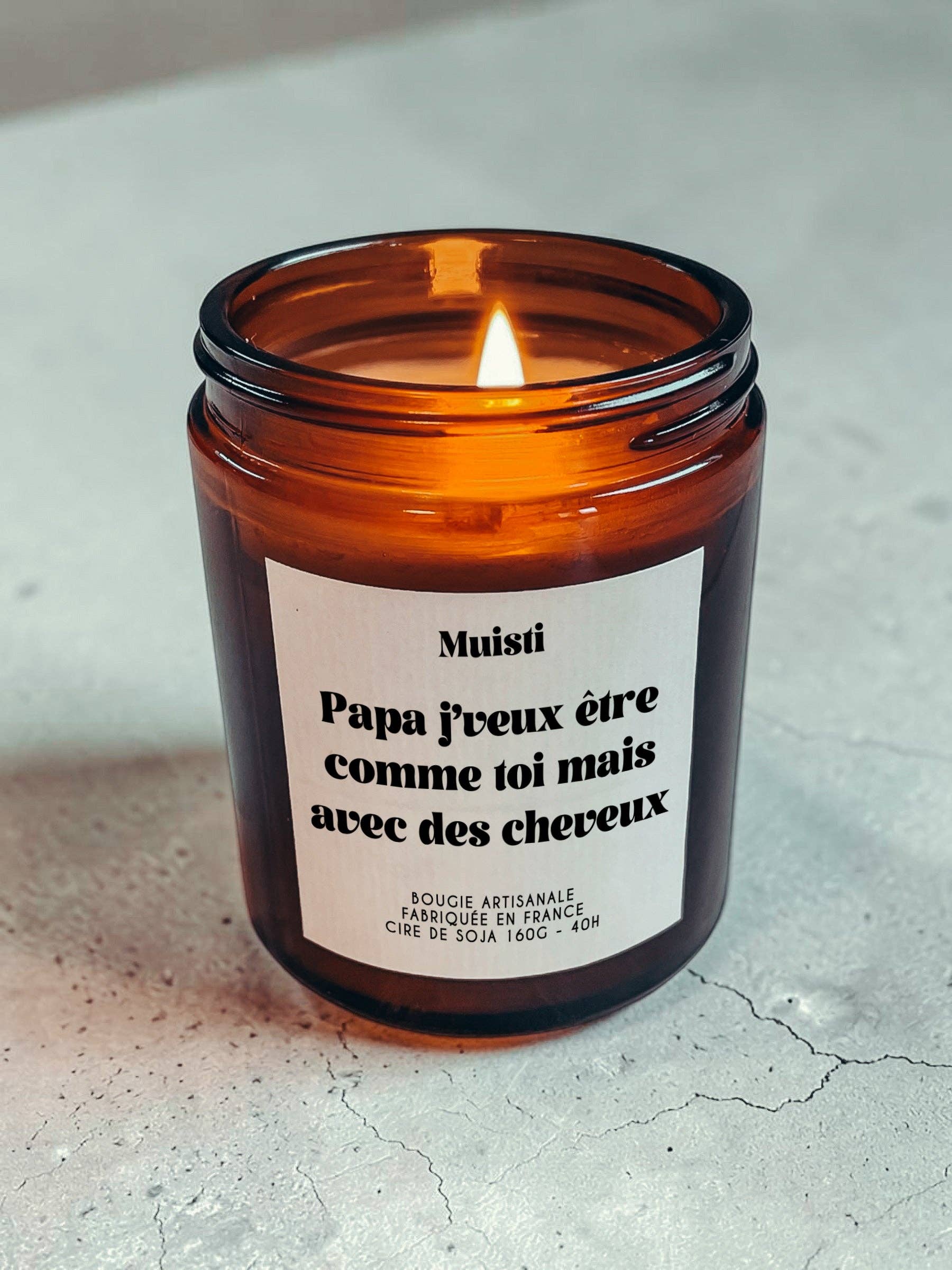 Bougie Parfumée - Papa, j'veux être comme toi mais avec des cheveux: Bois Précieux