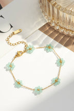 Bracelet acier inoxydable petite fleur colorée lumineux: Rouge Orangé