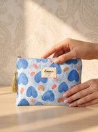 Pochette trousse de toilette 14x20 cm cœurs imprimés Amour : Rouge
