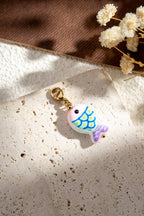 Lot 5 charms poisson colorés dorés émaillés été mignons