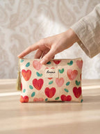Pochette trousse de toilette 14x20 cm cœurs imprimés Amour : Rouge