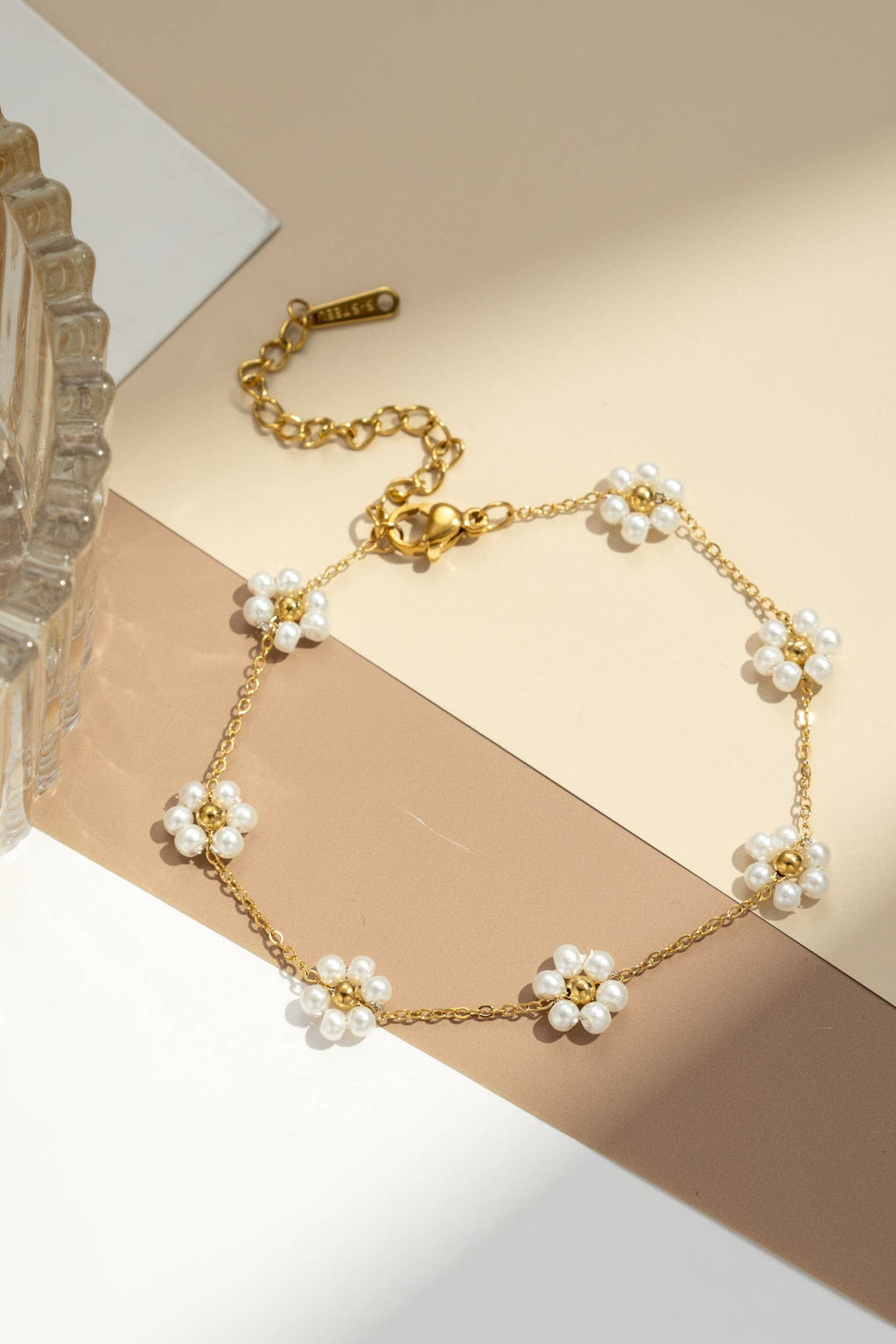 Bracelet acier inoxydable petite fleur colorée lumineux: Rouge Orangé