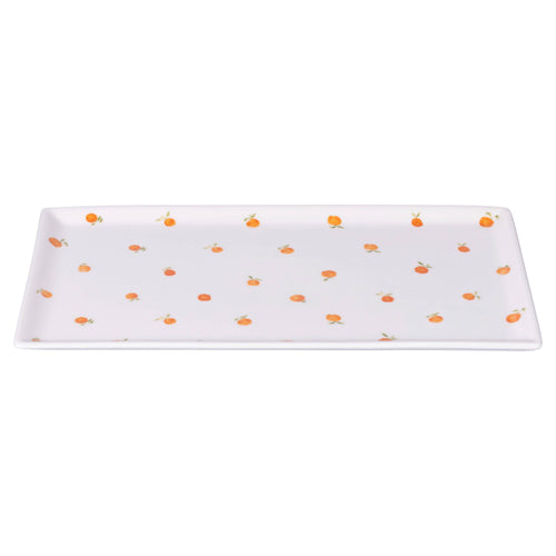 Assiette rectangulaire Fruit Life 2 modèles assortis 31,5 x 16,5 cm orange