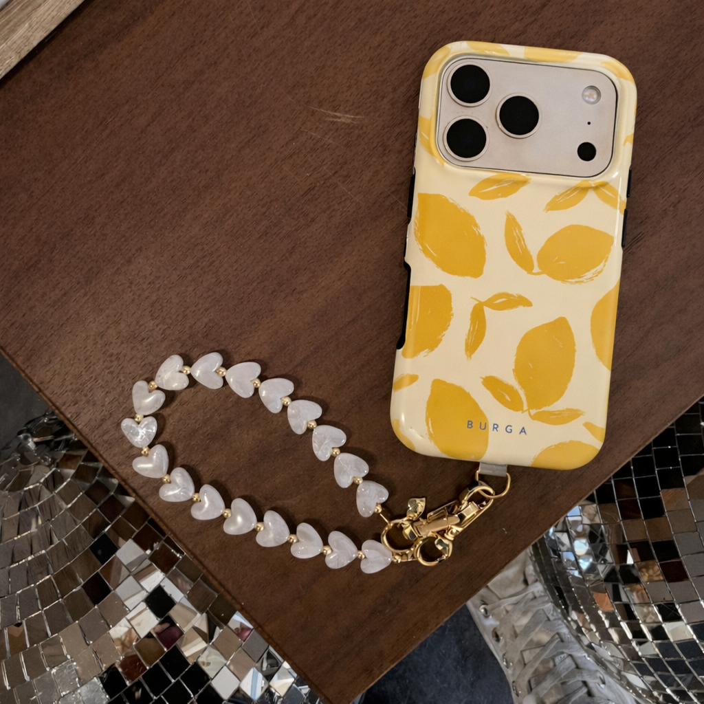 Cordon pour téléphone coeur blanc