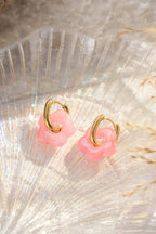 Boucles Acier inoxydable Fleurs Résine colorés: Ecru