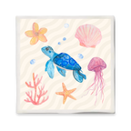 Carreau avec illustration - 10x10 cm - Vie marine