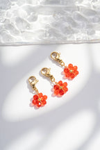 Lot de Trois Pendentifs Fleurs Colorées en Acier Inoxydable,: Rouge Orangé
