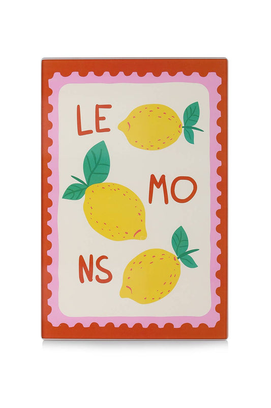 Plaque de découpe en verre "Citrons italiens"