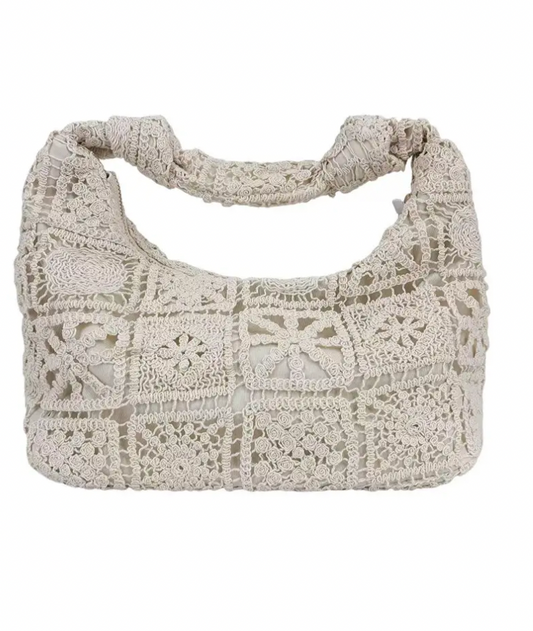 Sac à main dentelle beige