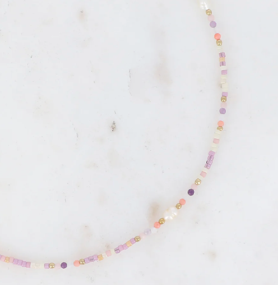 Collier Maloa lilas et orange