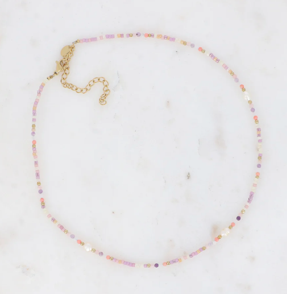 Collier Maloa lilas et orange