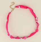 Collier tissus fushia