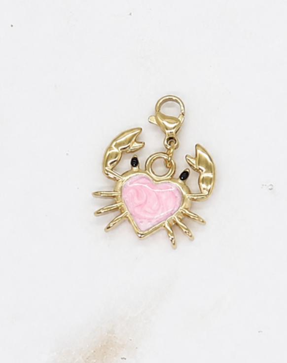 Charms crabe Coeur rose