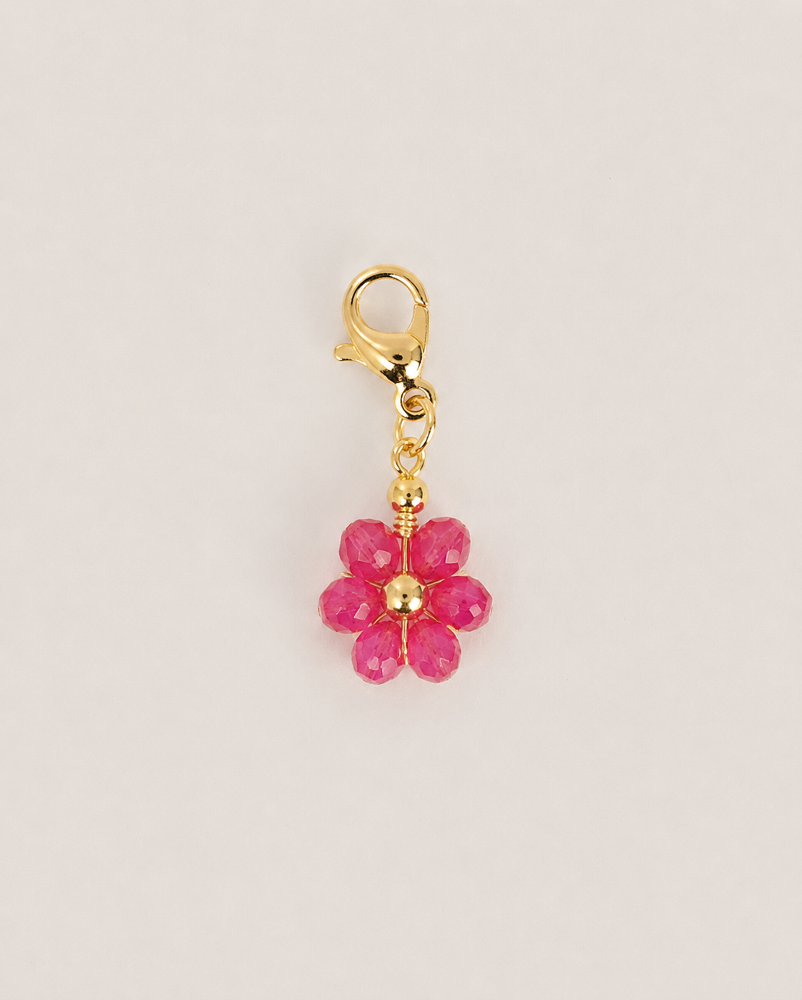 Charms fleur en perles rose