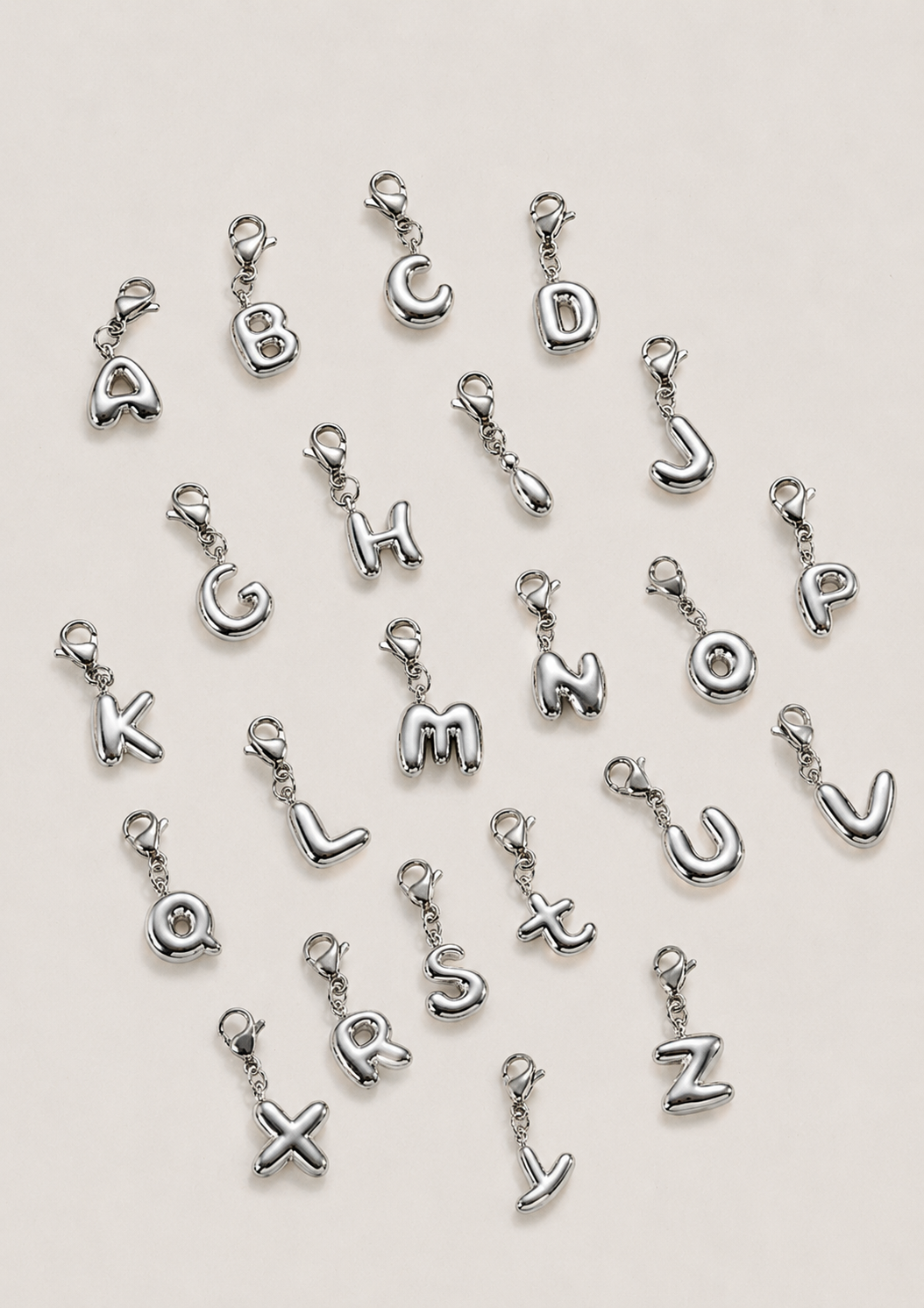 Charms alphabet bubble argenté