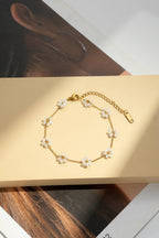 Bracelet acier inoxydable petite fleur colorée lumineux: Blanc