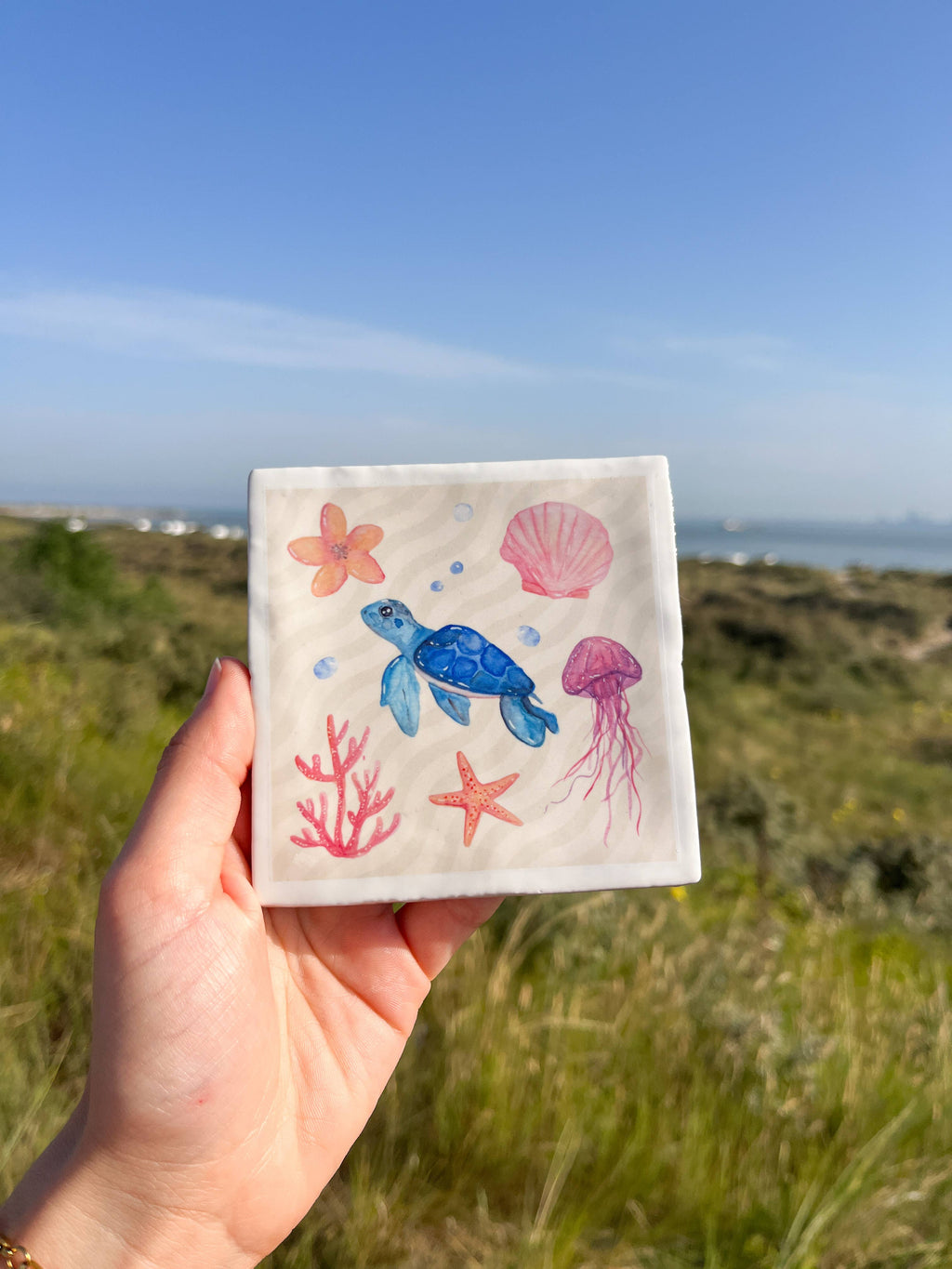 Carreau avec illustration - 10x10 cm - Vie marine