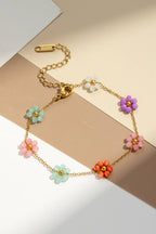 Bracelet acier inoxydable petite fleur colorée lumineux: Rouge Orangé