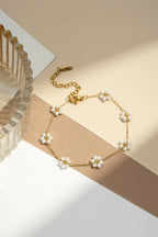 Bracelet acier inoxydable petite fleur colorée lumineux: Blanc