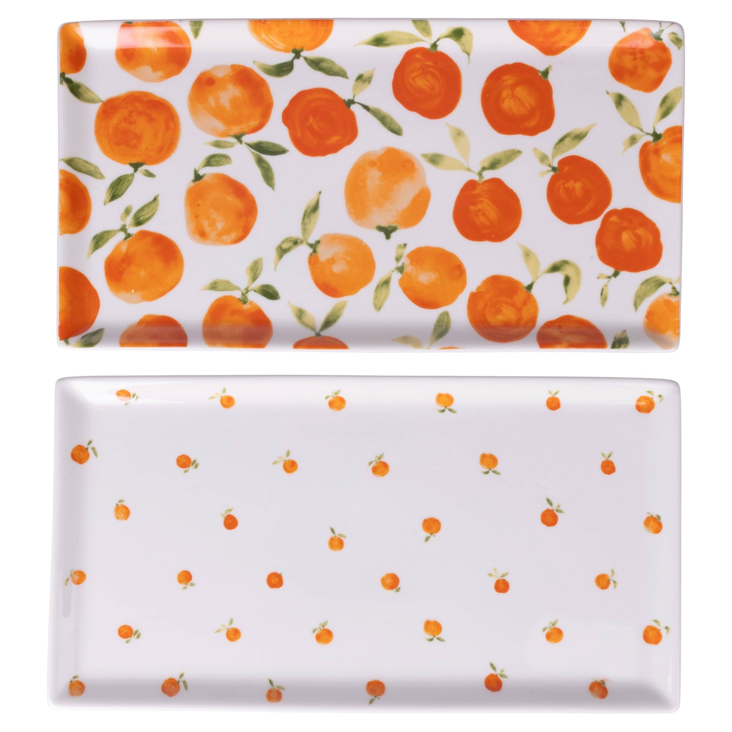 Assiette rectangulaire Fruit Life 2 modèles assortis 31,5 x 16,5 cm orange