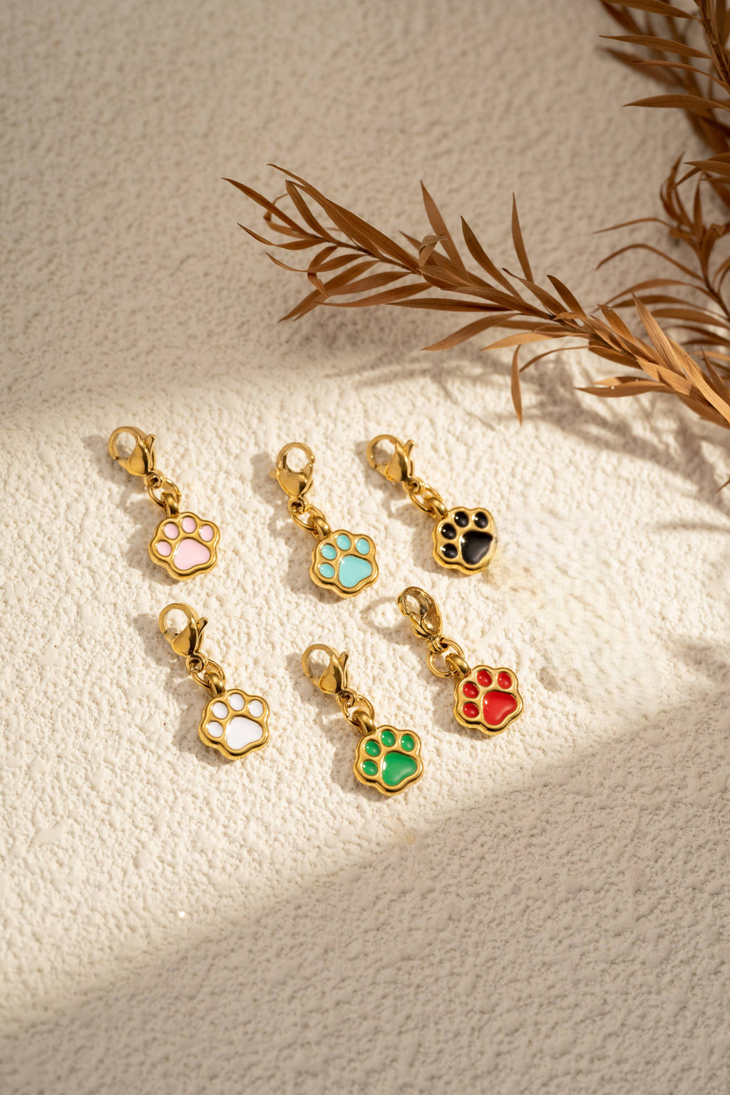 Lot 6 charm patte émaillés acier inoxydable doré multicoloré