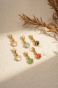 Lot 6 charm patte émaillés acier inoxydable doré multicoloré