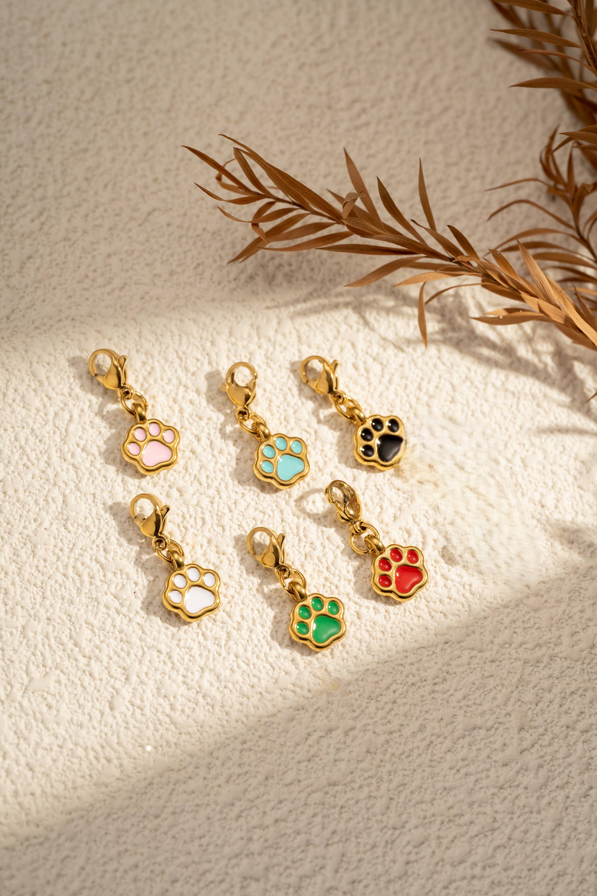 Lot 6 charm patte émaillés acier inoxydable doré multicoloré
