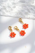 Lot de Trois Pendentifs Fleurs Colorées en Acier Inoxydable,: Rouge Orangé