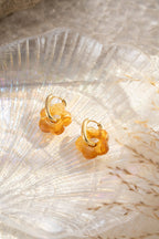 Boucles Acier inoxydable Fleurs Résine colorés: Orange