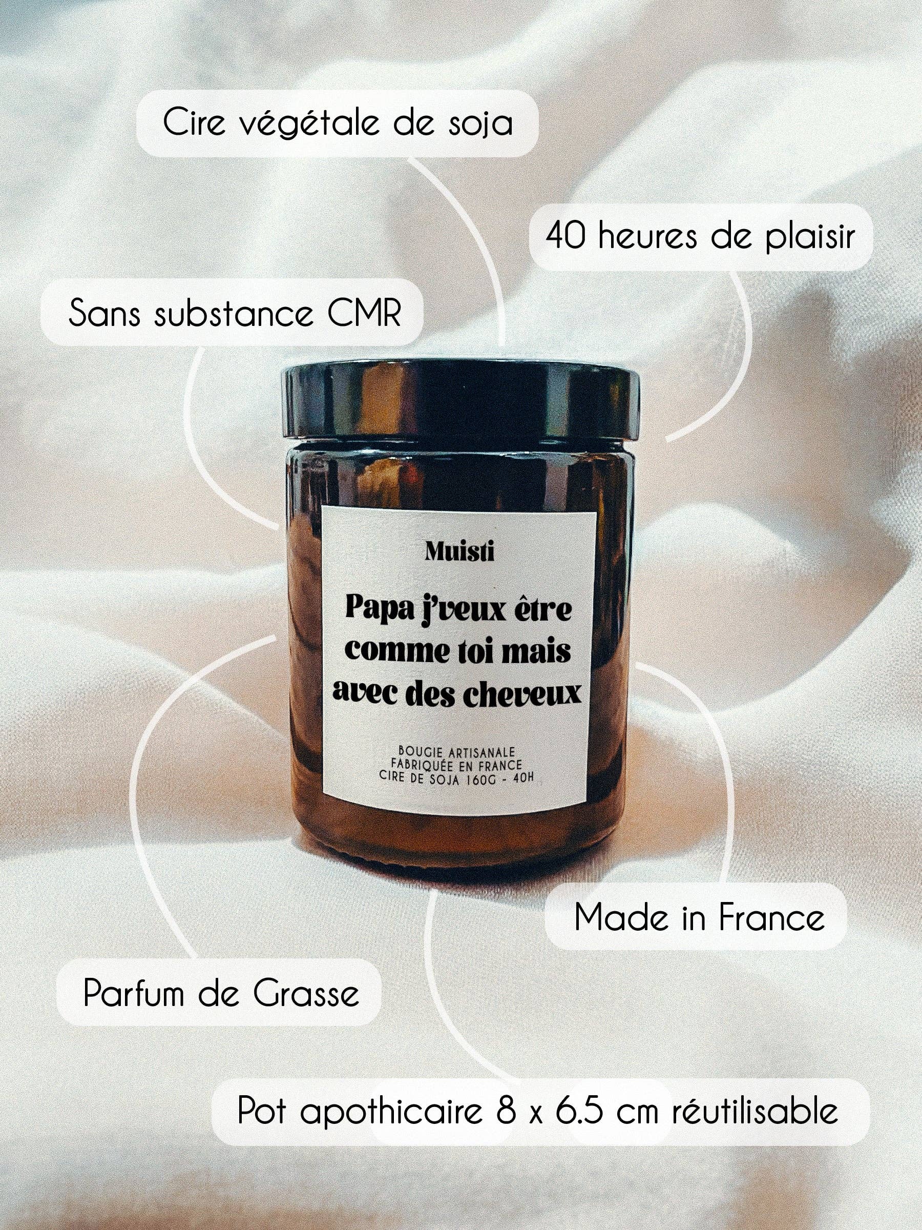 Bougie Parfumée - Papa, j'veux être comme toi mais avec des cheveux: Bois Précieux